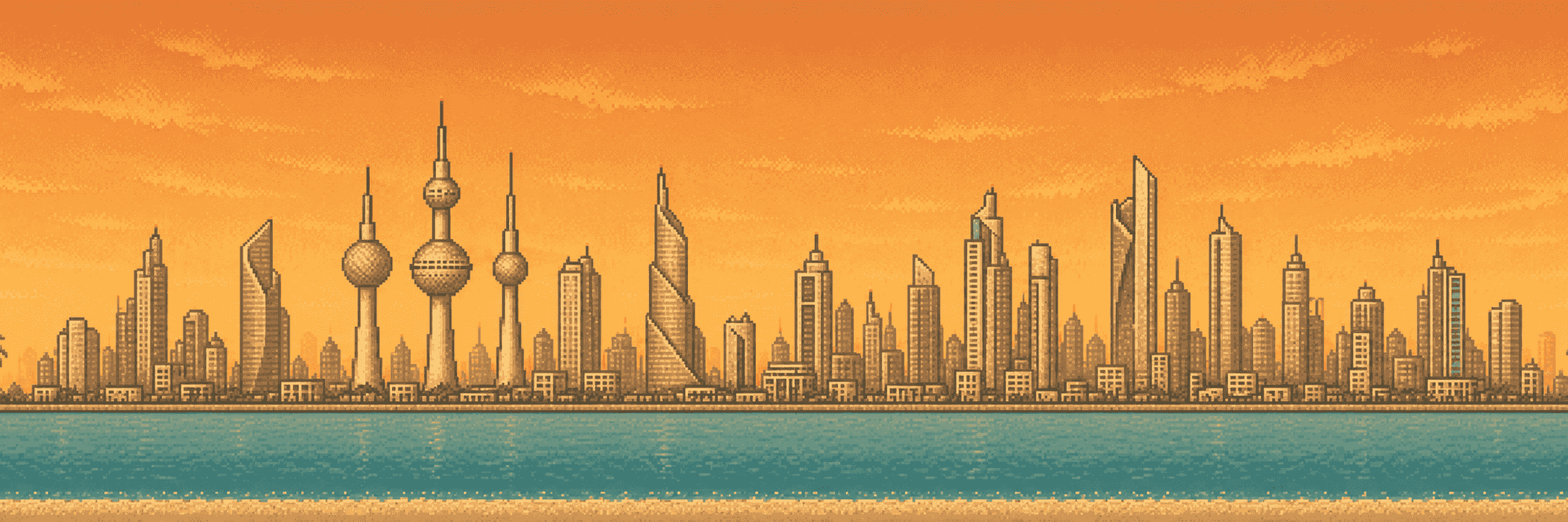 Kuwait skyline at dusk